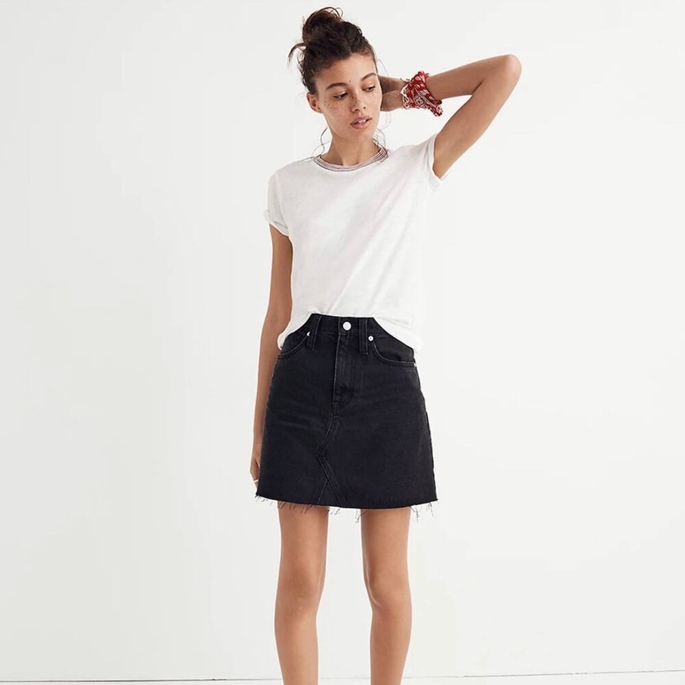 Madewell Denim Frisco Mini Skirt Black Lunar Wash 25